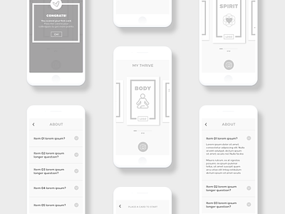 AR Wireframes - Thrive Up Daily Cards app app ar flow interface ios ux wireframe
