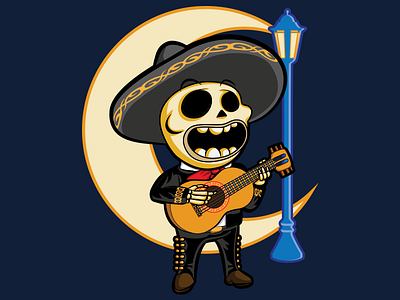"Panchito" El Mariachi candy skull guitar mariachi mexican illustration skull