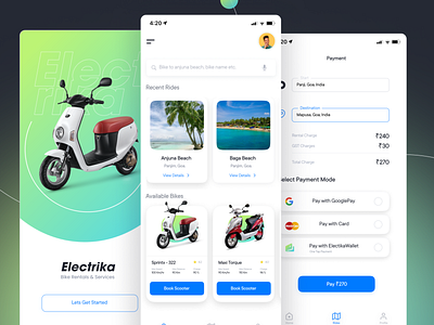 Electrik e-Bike Rental App app branding minimal ui ux