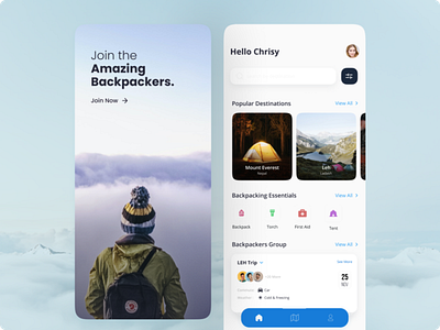 Backpacker Travel Concept app app design design minimal ui ux