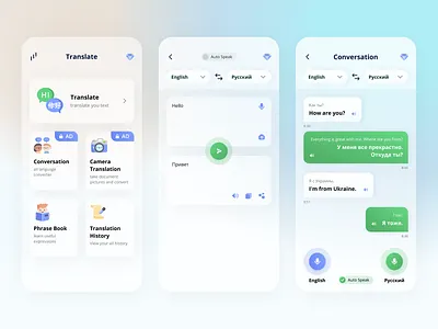 Translator app design mobile translator ui uiux design ux