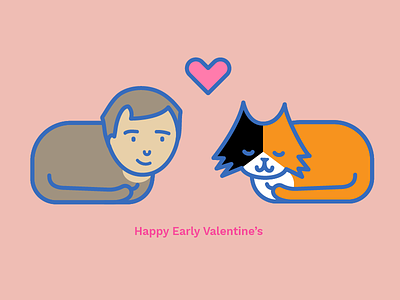 Happy Early Valentine's card cat flat heart illustration kitty loafing love valentines