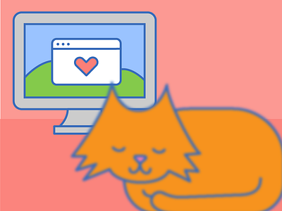 ❤️ Happy Valentine's ❤️ app cat computer desktop flat heart illustration kitty love valentines vector