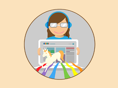 UX illustraton buttons flat fun hover illustrations laptop rainbow ui unicorn