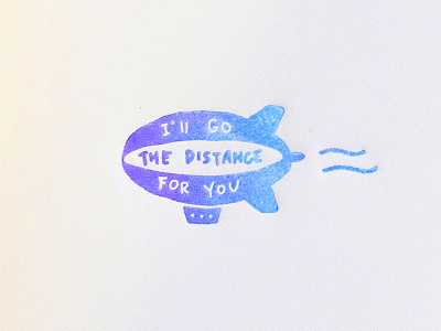 Greeting Card: I'll Go The Distance For You card design fly icon illustration blue letterpress print