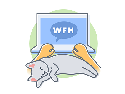 Work From Home Illustration art cat flat illustration kitty laptop remote sleeping wfh