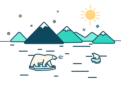 Global Warming animation bear bears characters green illustration motion mountains pastels polar sun