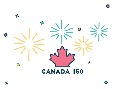 Canada 150 Aniversary canada cute fireworks flag illustration pastels vectors