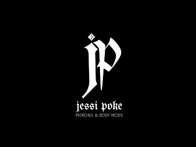 Jessi Poke Piercing & Body Mods Logo alternative blackletter body fraktur goth logo modification piercing punk ring rock stud