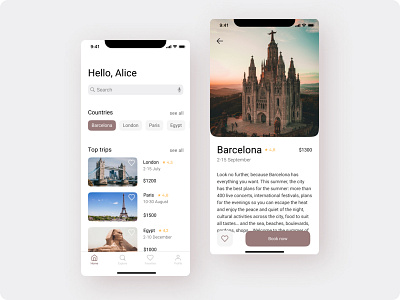 Travel app app design