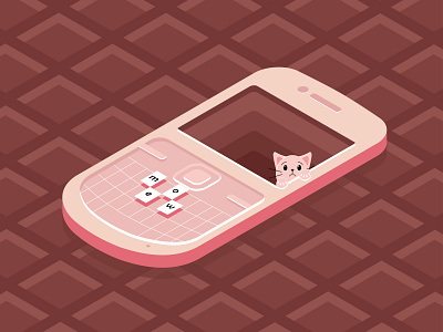 "Hi! Mr Meow is on the phone. How can I help you?" animal cat character cute design illustration isometric kitten phone