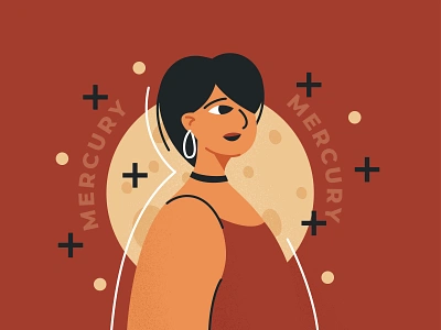 ✧ Mercury ✧ 30dayschallenge 30daysofdesign character design flat girl illustration mercury minimal planet retro