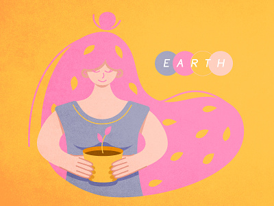 🌍 30dayschallenge 30daysofdesign caring character design earth flat girl humanization illustration love mother planet solar system woman