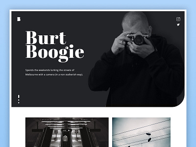 Burt Boogie Website black and white photography portfolio ui web design