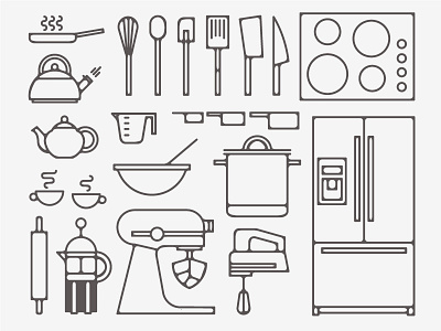 Kitchen Tools illustrations kitchen monoline rounded