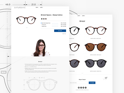 SATURDAYS eyewear website ecommerce frame glass ui ux