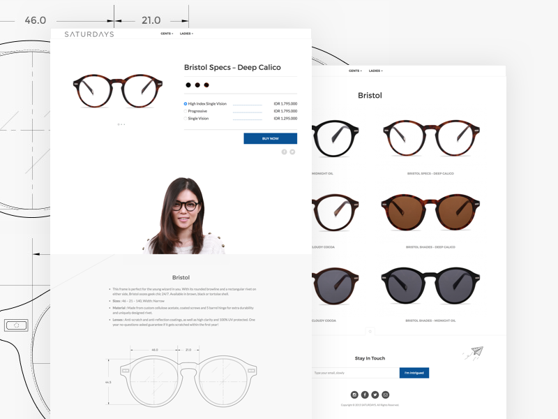 SATURDAYS eyewear website glass frame ecommerce ux ui