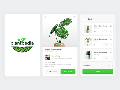 Plantpedia app design ecommerce ui ux
