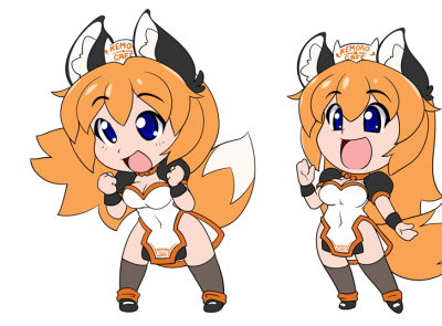 Excited Chibi Sandy by Nekonny anthro anthropomorphic anthropomorphism fox foxy furry illustration maid maid cafe orange