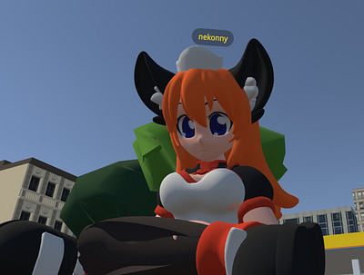 3D Sandy Float anthro anthropomorphic anthropomorphism fox foxy furry maid nekonny orange
