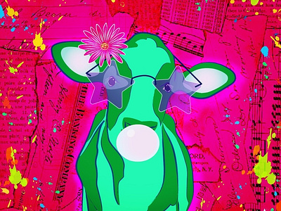 Vaca verde artista colores fluor design illustration loca vaca vaca verde