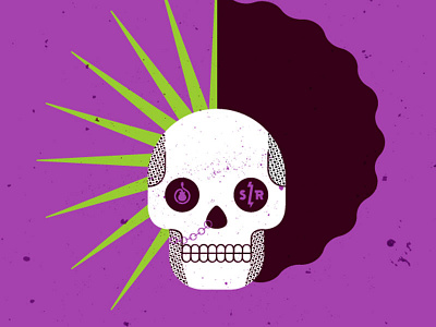 Punk VS Funk afro funk mohawk poster punk rock skeleton skull