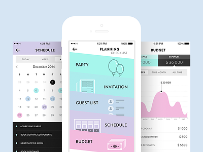 Wedding Planner app appdesign design flat flatdesign interface ios mobile planner ui ux wedding