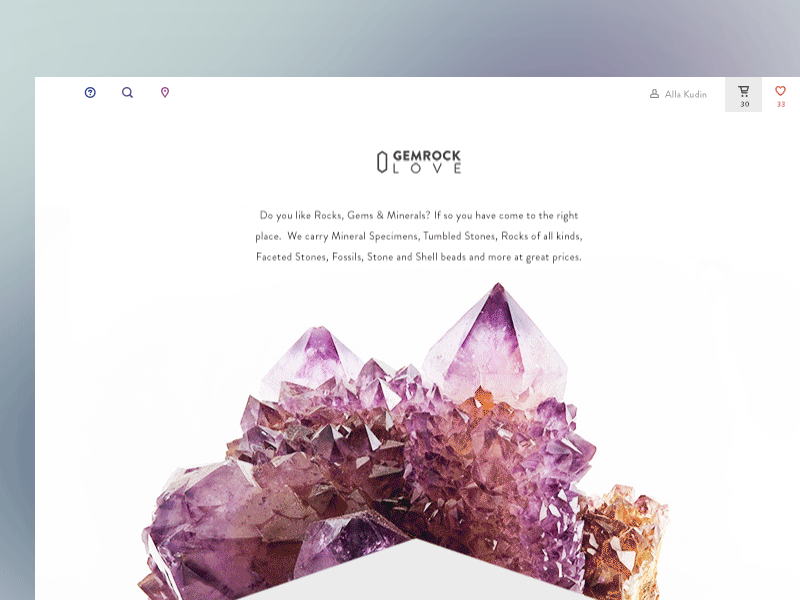 Gemrock Love design flat love minerals minimalism online rocks shop site web website