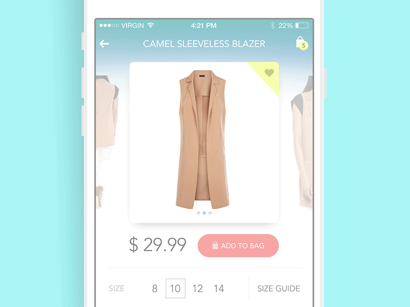 Product Card Animation animation app card design fashion gif interaction iphone product shop ui ux