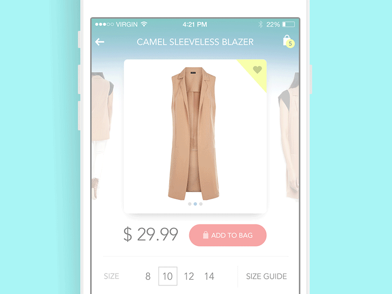 Product Card Animation fashion card shop product iphone app gif interaction animation design ux ui