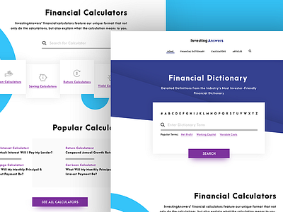 Financial Reference Guide calculator design dictionary finance flat investing site ui ux web