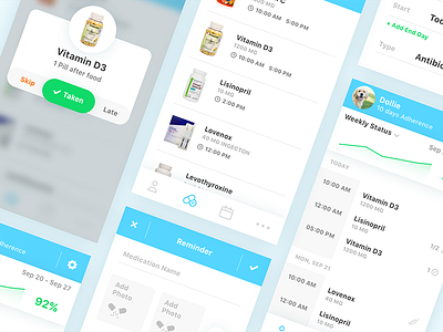 Meds & Pill Reminder app design flat ios meds pills reminder ui ux