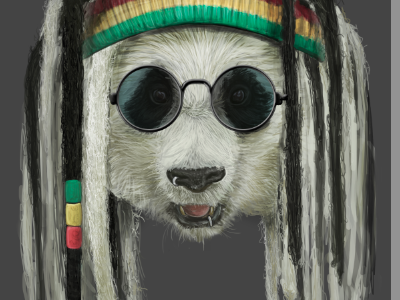 Rasta Panda 2 animal digital painting drawing dreadlocks illustration painting panda progress rasta scribble wacom
