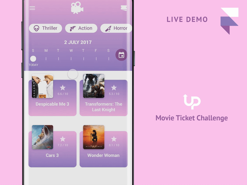 Movie ticket booking app animation app booking challenge concept framer movie ticket