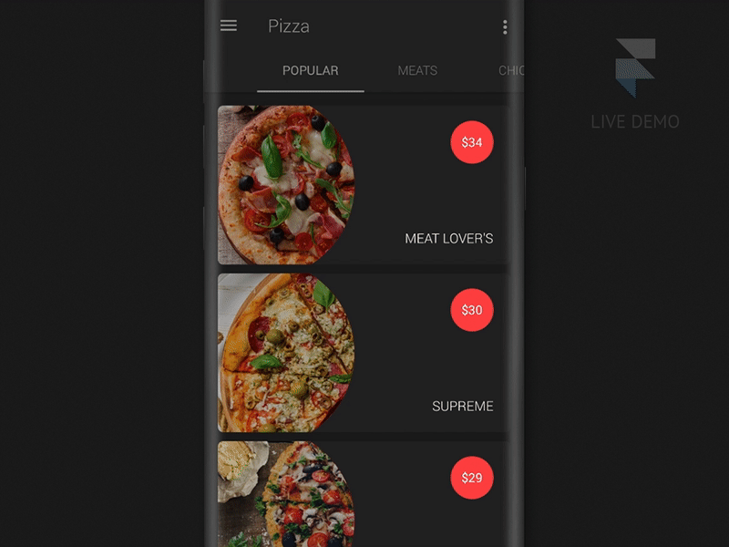 Pizza App Dark