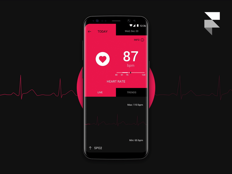 Health App (Stage one - Heart Rate) animation concept dashboard data fitness framer health heart rate s8 stat statistics tracker