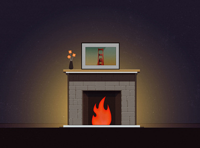 DYOF(draw your own fireplace) - 2 art design fireplace illustration