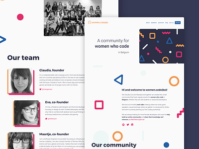 women.code(be) website branding color scheme community design landing page ui webdesign website women.code(be) womencodebe womendotcodebe womeninit womenintech womenwhocode