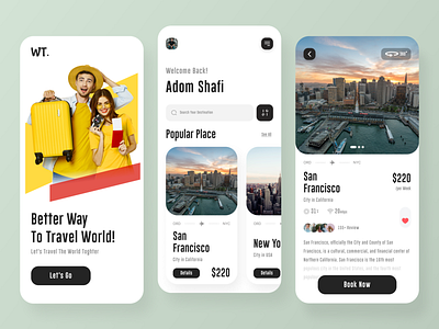 Travel service - Mobile App app design ios app design minimal travel travel agency travel app trending typography ui ux