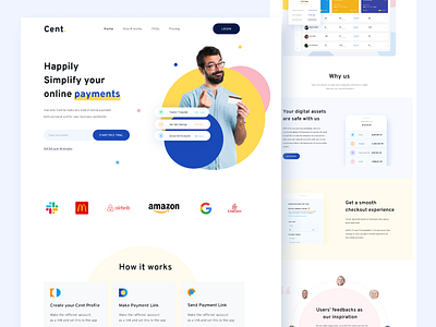 Cent Online Payment Dribbble agency landing page clean design minimal online online payment paym ui userinterface ux web website website design