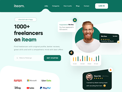 iteam - Freelancers Platform agency landing page branding clean design digital agency freelance freelancer userinterface web webdesign website design