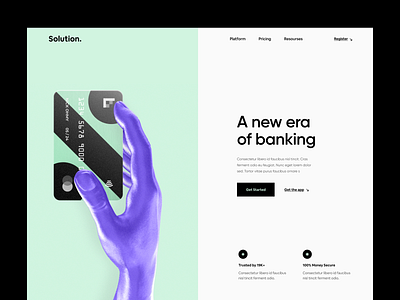 Solution. - Banking Website 3d banking banking app banking website clean design finance header landing ui userinterface ux web website design