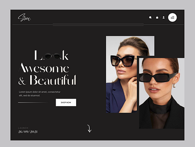 Sticx. - Header Exploration clean design ecommerce header landingpage single product sunglass ui userinterface ux web website design