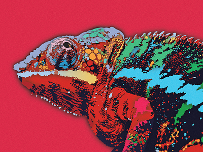 Rainbow Chameleon animal chameleon cutout design iguana illustration lizard paper papercut pink red reptile texture tropical vector