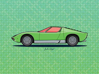 1968 Lamborghini Miura 1960s car classic car design digital green illustration lamborghini miura sports car vector