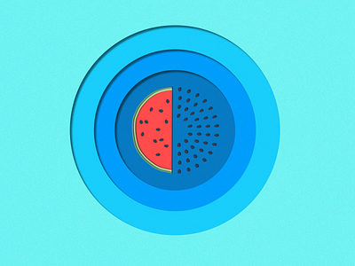 Watermelon blue design fruit illustration paper papercut texture vector watermelon