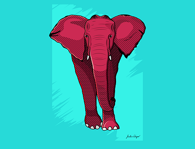Pink Elephant blue design elephant illustration pink red vector