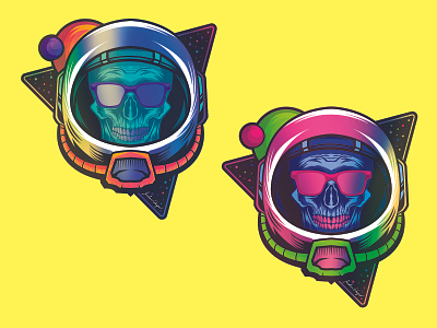 Holographic Space Skull design foil halloween holographic illustration skull sticker vector