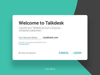 Login Card Talkdesk Platform
