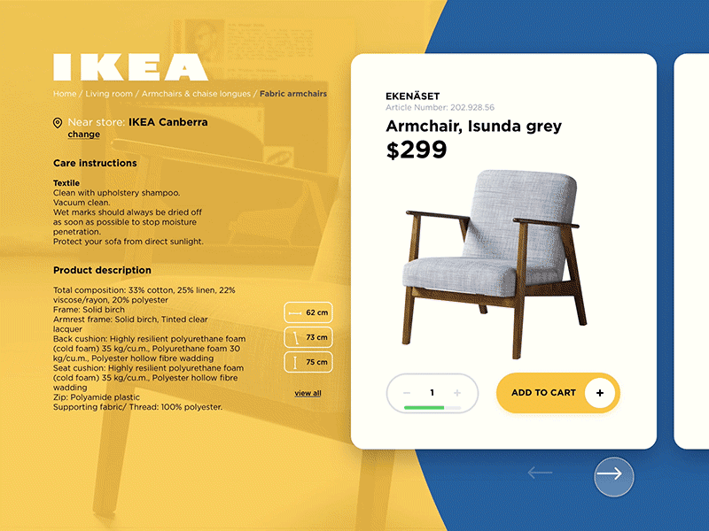 Ikea Product Card Animated animation blue button card chair ikea location pin principle product yellow